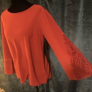 Joan Rivers flared embroidered 3/4 sleeve blouse XXS